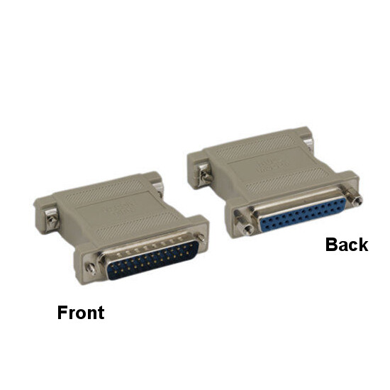 Kentek Null Modem DB25 Male to Female Adapter Gender Changer RS-232 Crossover