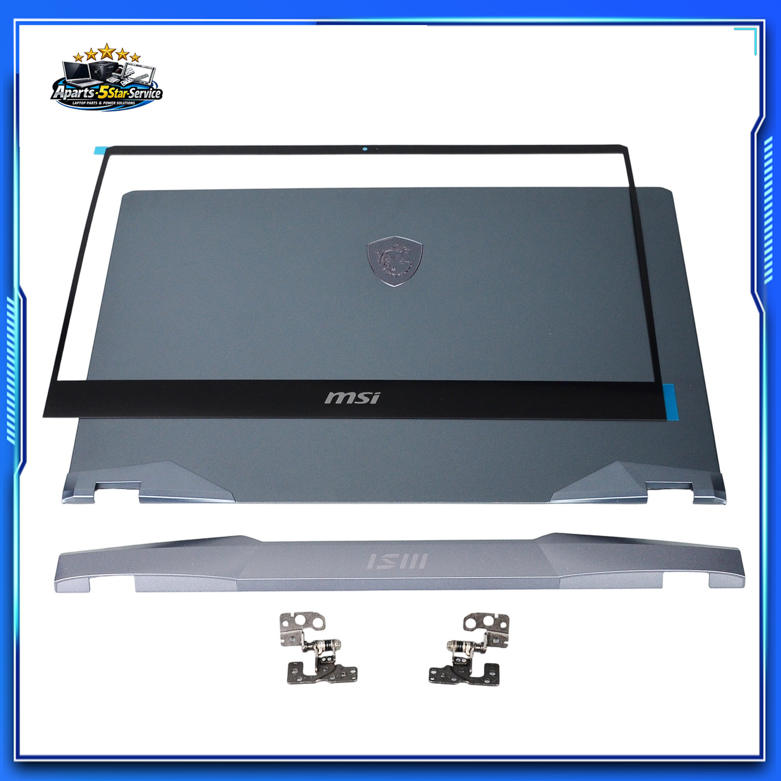 For MSI GE66 Raider 10SD 10SF MS-1541 New Blue LCD Back Cover Bezel Hinges Set