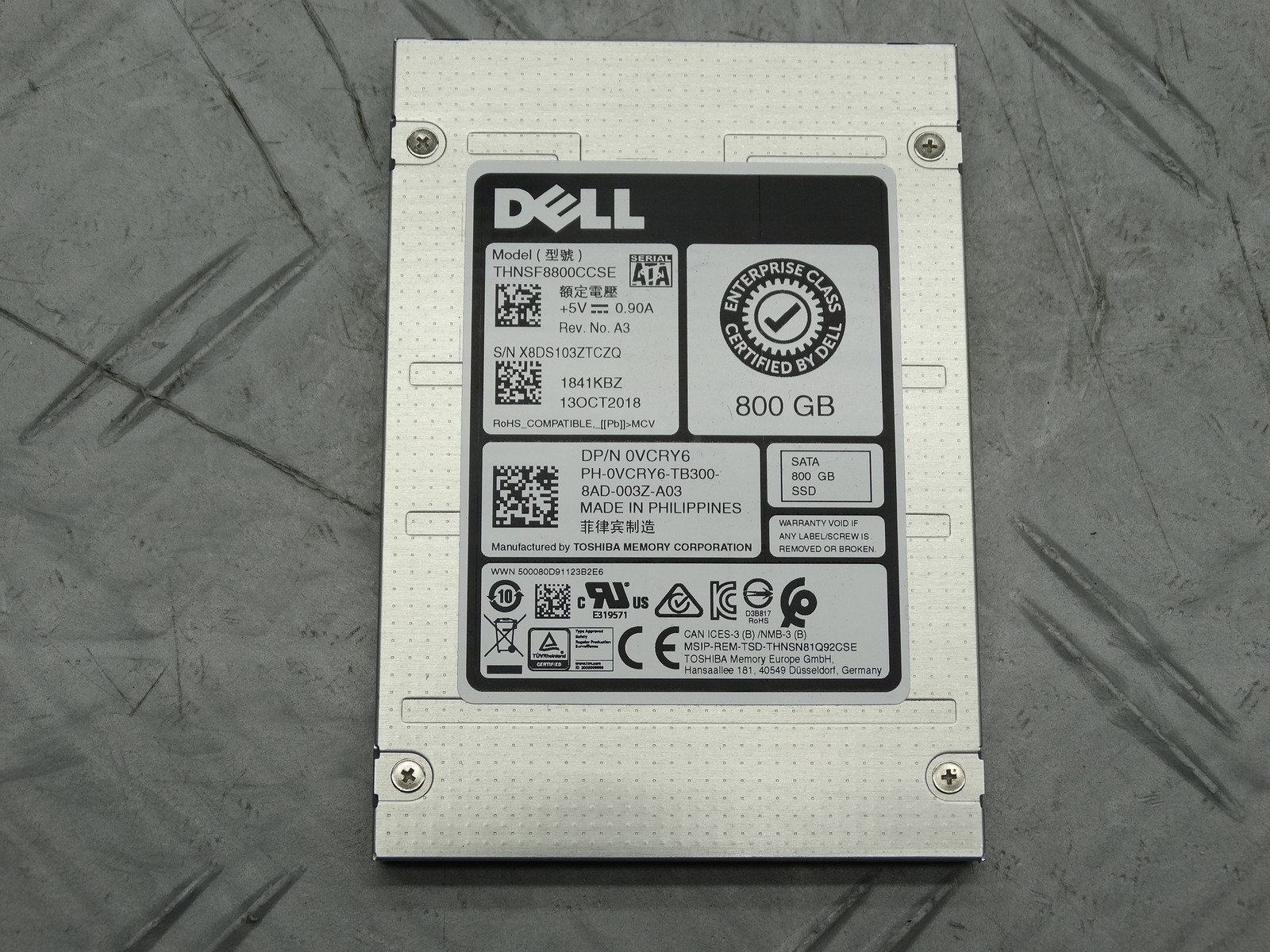 Dell SSD SATA HS 2.5" Solid State Drive - 800GB (0VCRY6) THNSF8800CCSE