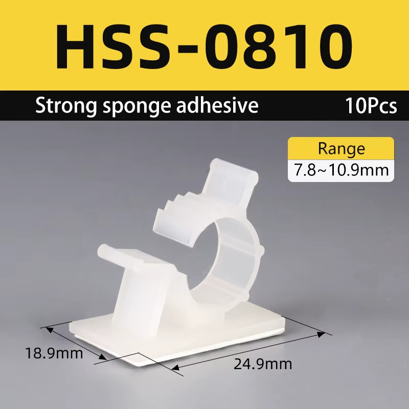 10PCS Self-Adhesive Cable Clips Adjustable Organizer Plastic Mounts Clamp Cord M