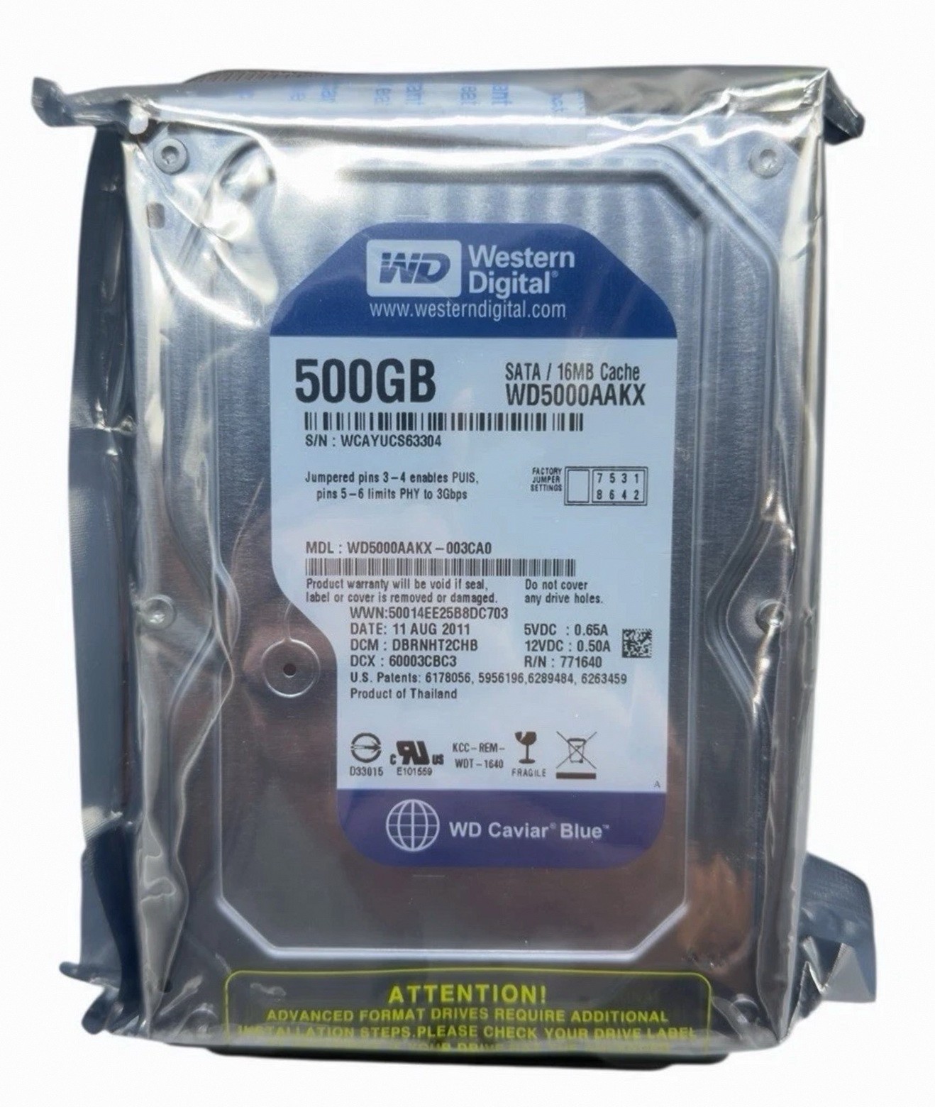 FOR Western Digital BLUE 500GB 7200RPM 6Gb/s 3.5" SATA Hard Drive, WD5000AAKX