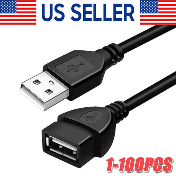 High-Speed USB-USB Extension Cable USB 2.0 Adapter Extender Cord Male/Female LOT