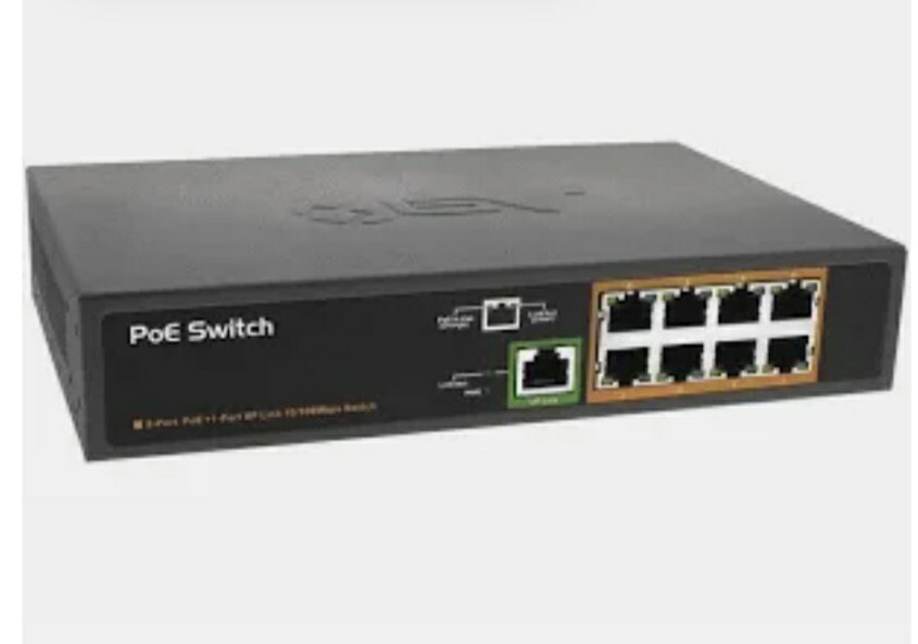 BV-Tech POE-SW801 8 PoE+ Ports With 1 Ethernet Uplink 120W Black New In Box