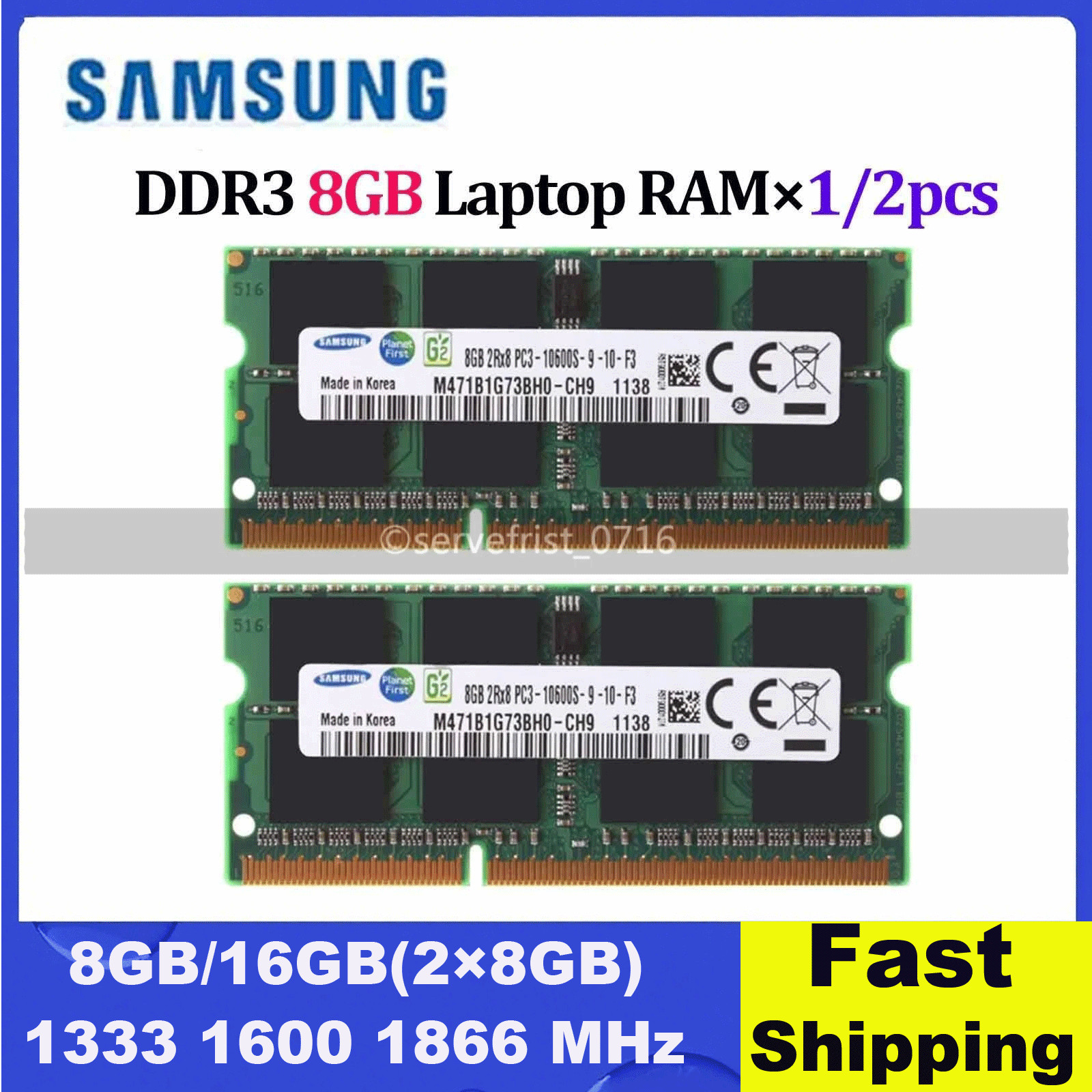 Samsung DDR3 8GB/16GB(2×8GB) 1333 1600 1866 MHz SO-DIMM Laptop Memory RAM 204pin