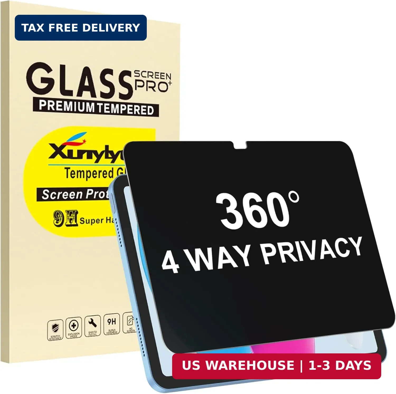 360° 4 Way Privacy Screen Protector for iPad A16 11th/ 10th Gen