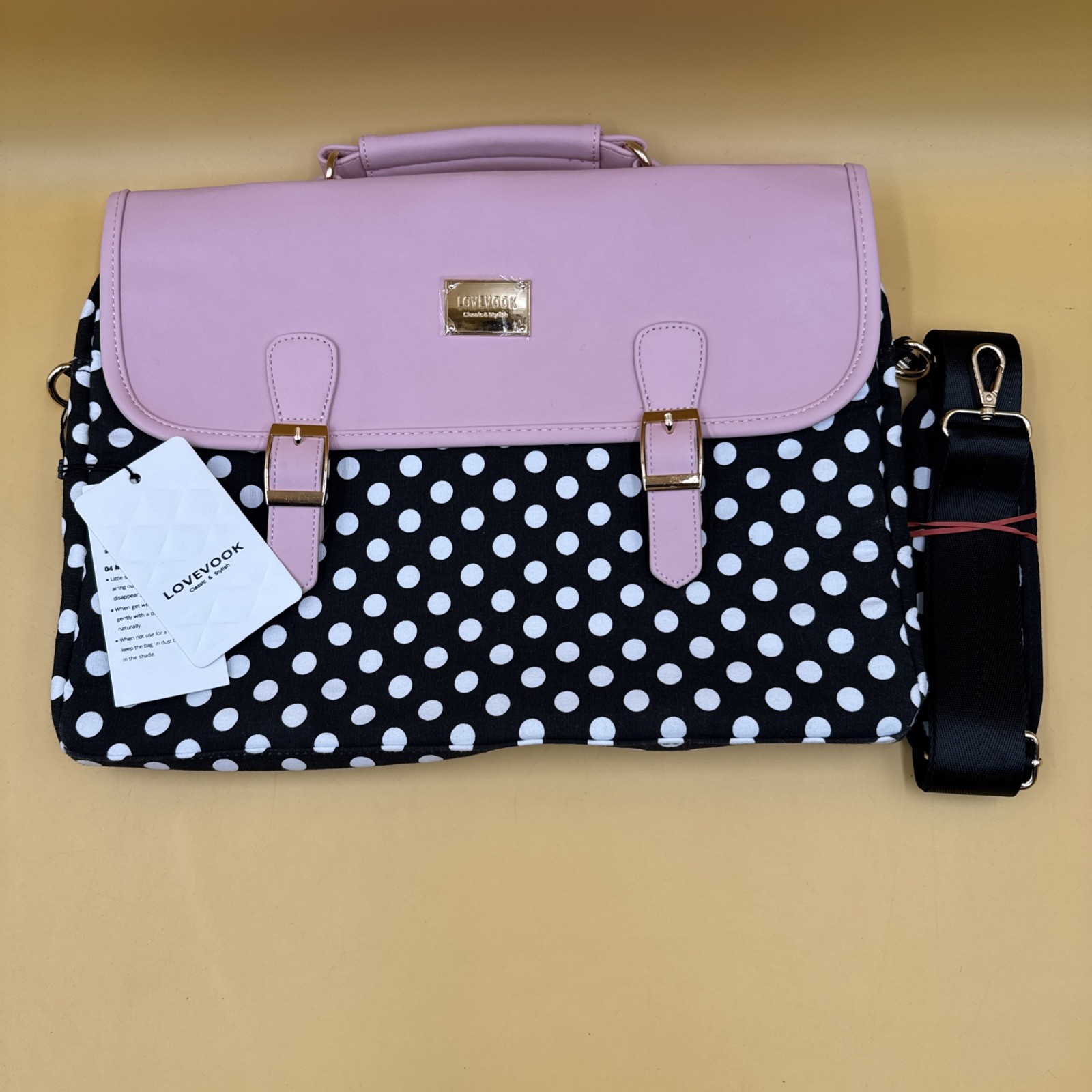Adorable Lovevook Laptop Bag/Messenger Bag Large 13"x15" Pink/Black BRAND NEW