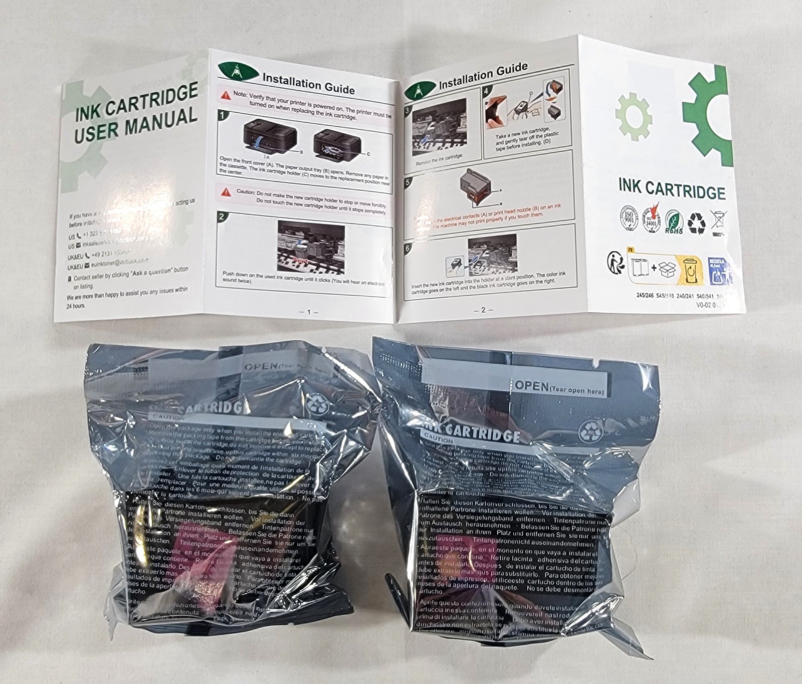 275XL 276XL Ink Cartridges Blk + Tri-Color  for Canon Pixma TS3722 TS3522  2Pack