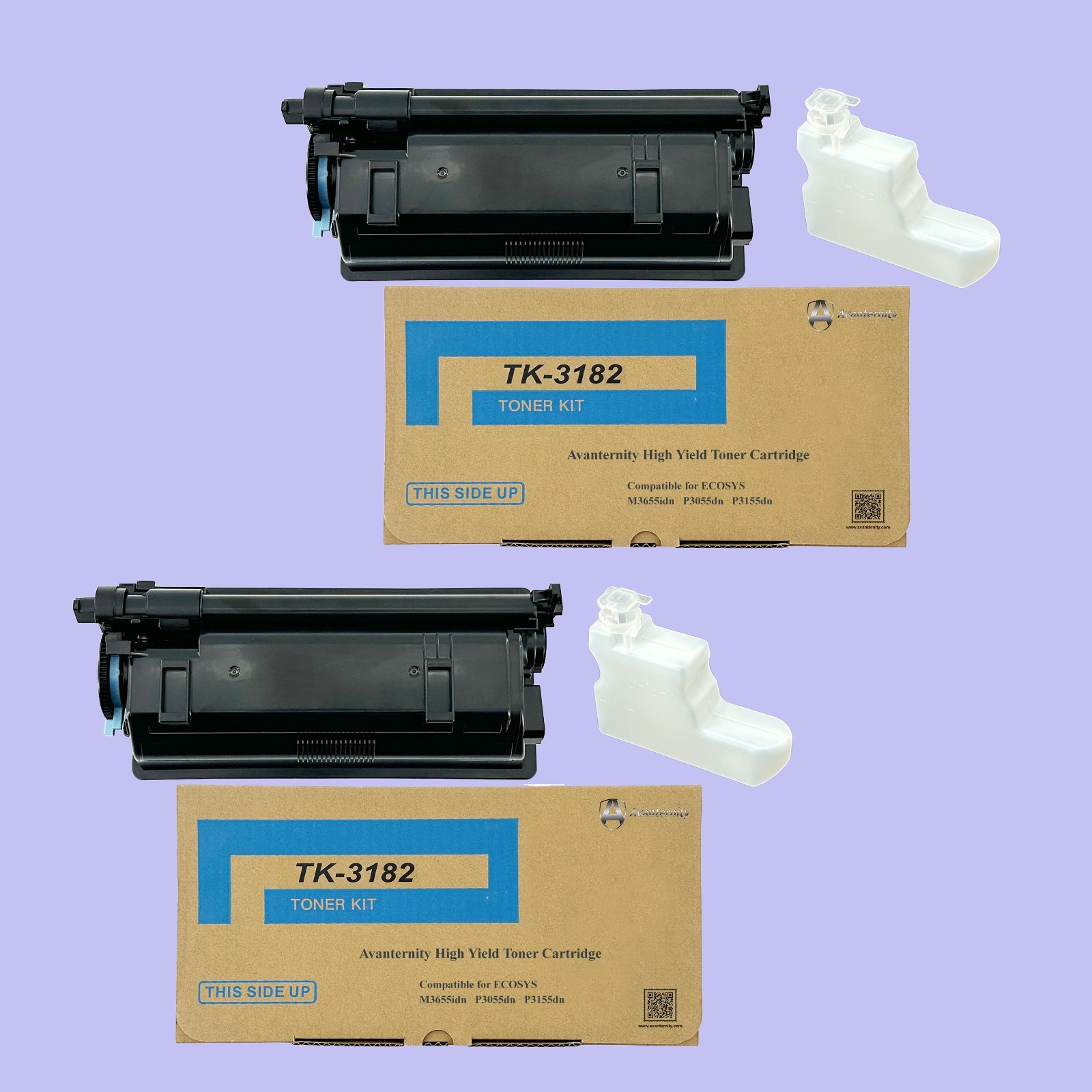 Compatible Kyocera  TK-3182 TK3182 Toner Kit, 2 Packs of Black