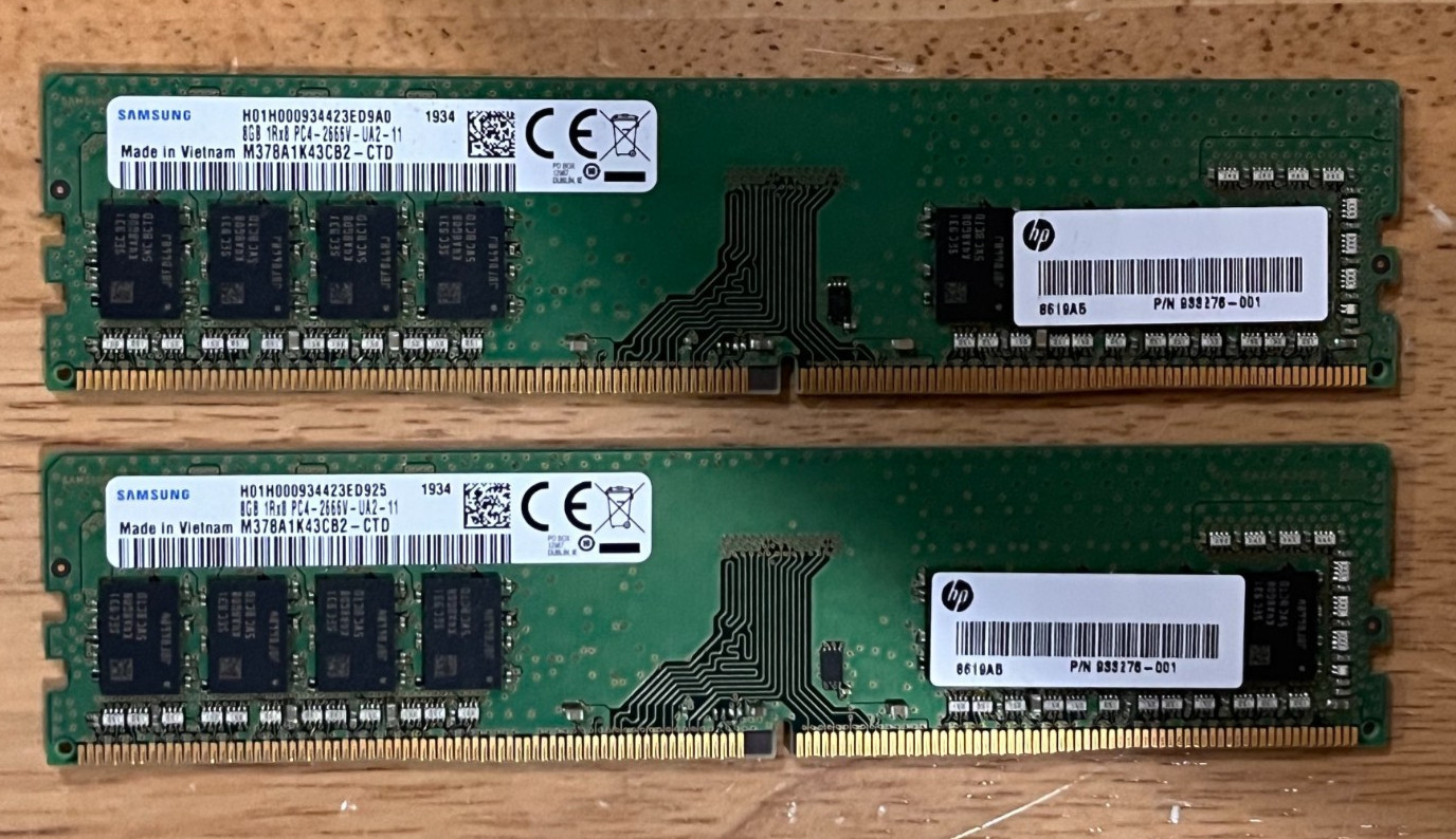 Samsung 16GB (2x 8GB) 1Rx8 PC4-2666V-UA2-11 DDR4 RAM