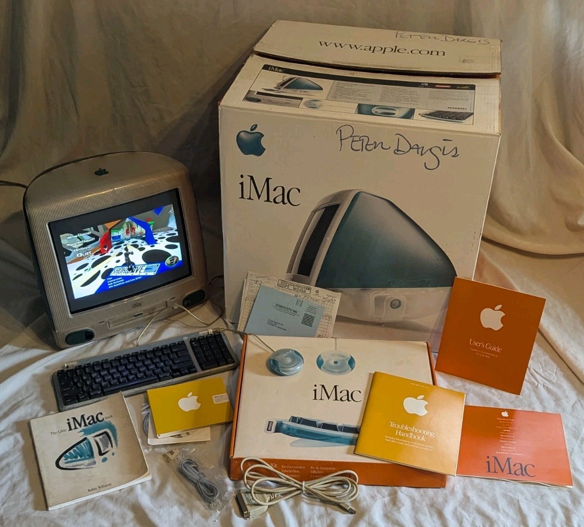 1998 Bondi Blue Apple iMac G3 Original Box Complete Tested & Working