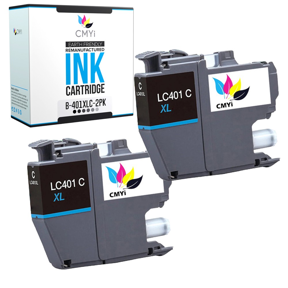 2-Pack Compatible LC401XL Cyan Ink Cartridge fits Brother MFC-J1012DW J1170DW