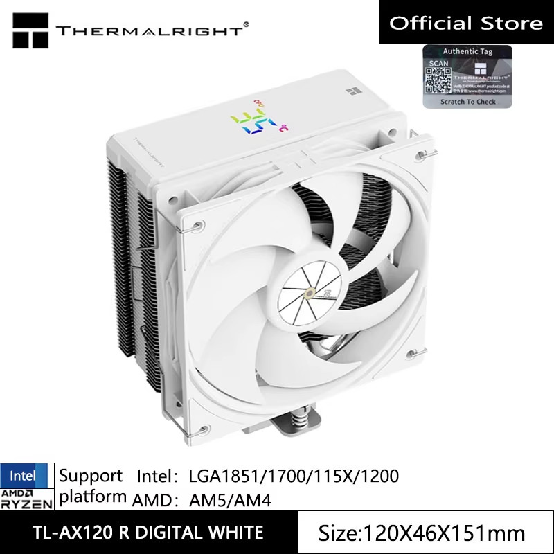 AX120-R 4 Heat Pipes CPU Cooler ARGB PWM Professional Digital Display Radiator f