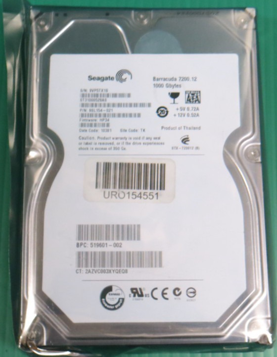 HP / Seagate 1TB / 32MB / SATA / 3.5" / HDD / ST31000528AS / 519601-002 / REFURB