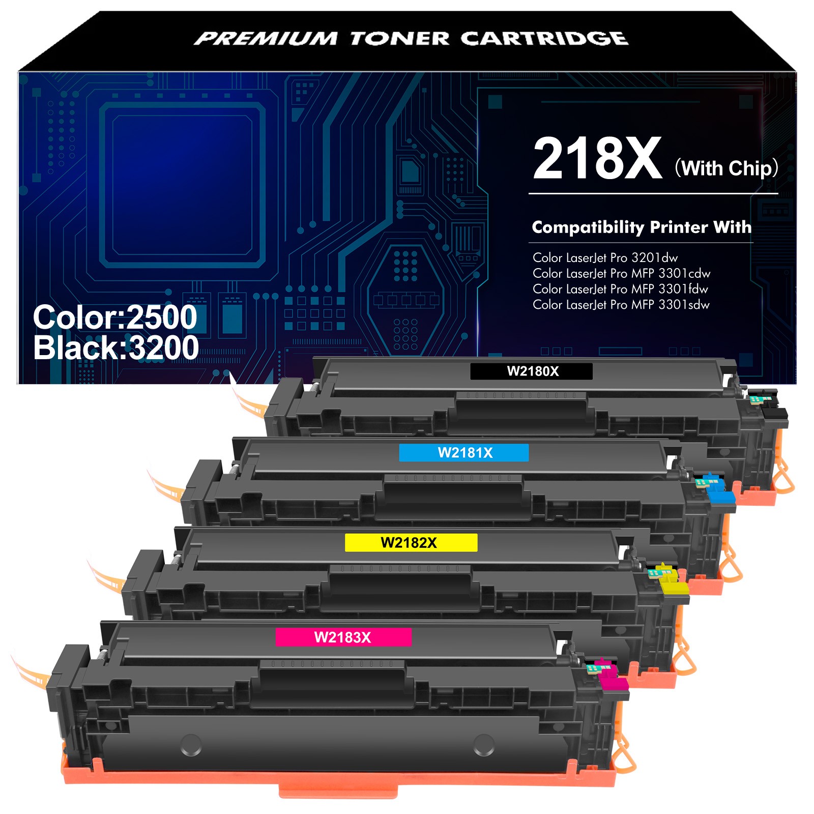 W2180X For HP 218X Toner Cartridge High Yelid with Chip for Pro 3201dw 3301 fdw
