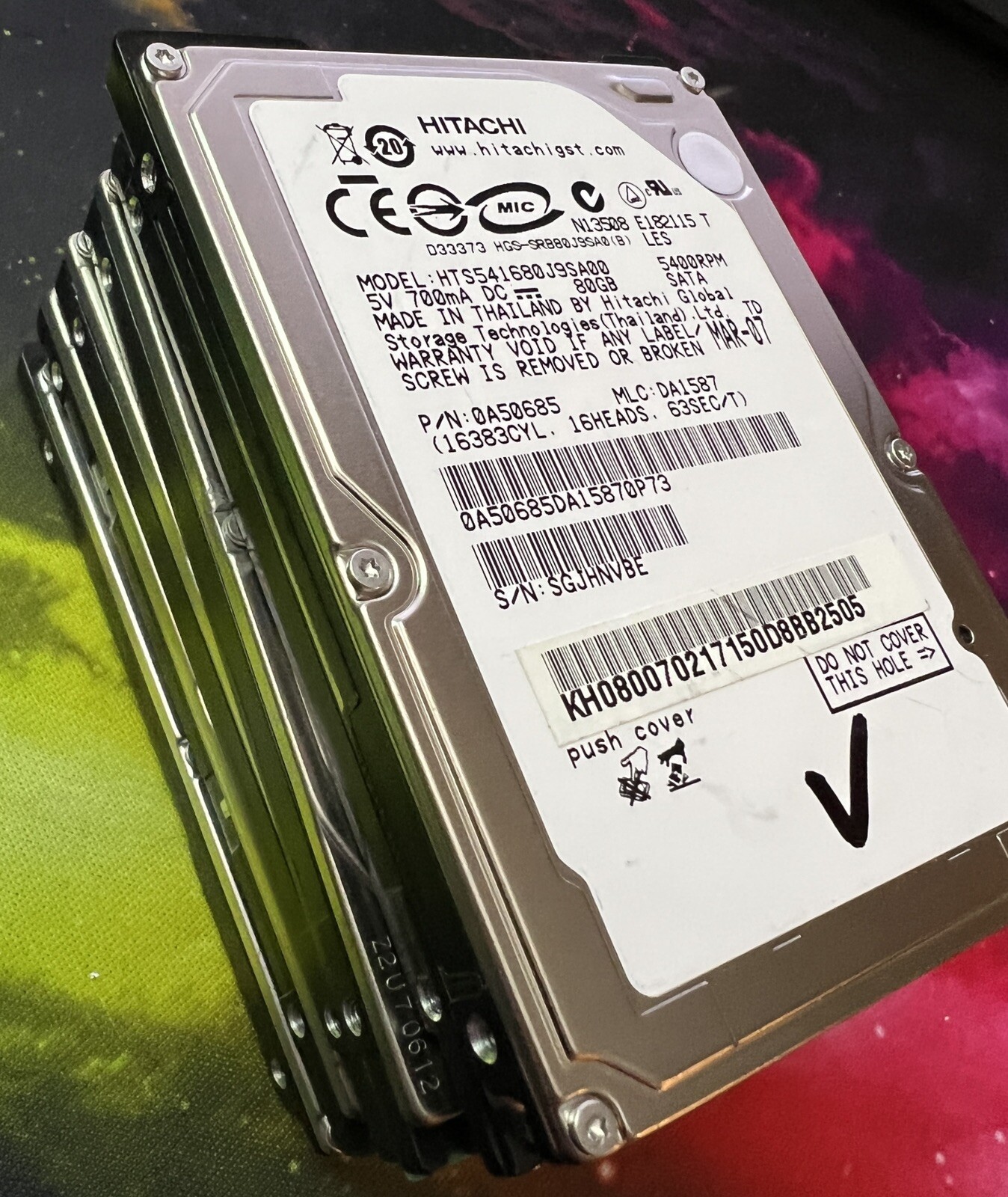 LOT OF QTY 5 80gb 2.5" Laptop SATA Replacement Hard Drives AS IS MIXED BRAND
