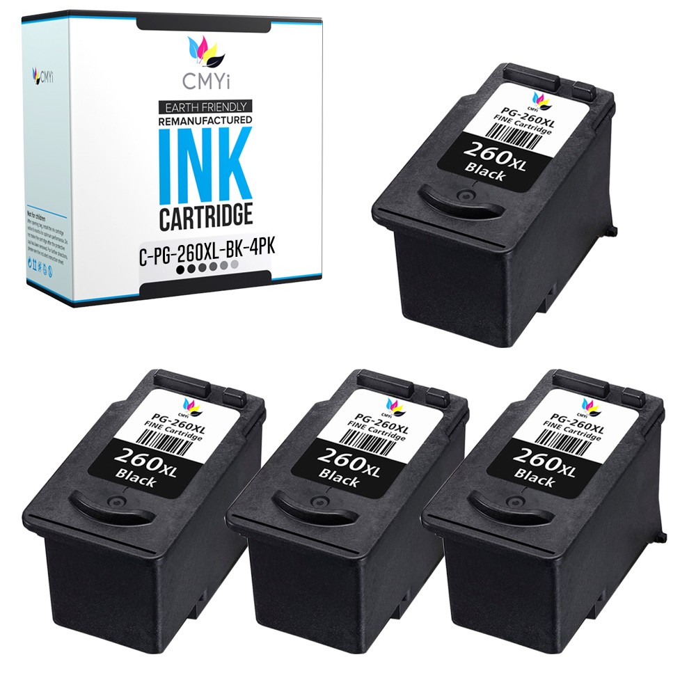 CMYi 4X Replacement PG-260XL Black Ink Cartridge for Canon PIXMA TS6420a TR7020a