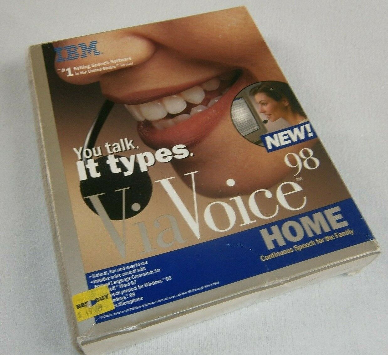 VTG NEW OPEN BOX IBM VIA VOICE 98 HOME COMPUTER COMPLETE HEADSET & MICROPHONE
