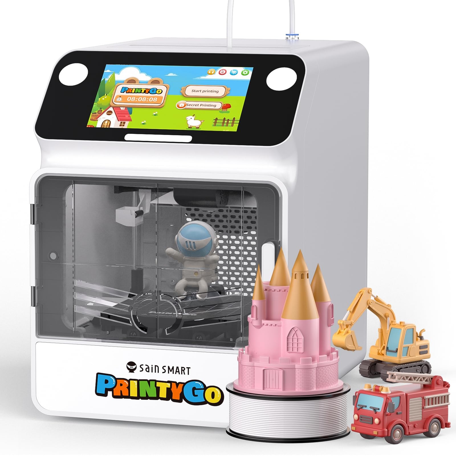 SainSmart PrintyGo Mini 3D Printer for Kids, 600mm/s Auto Leveling Printer