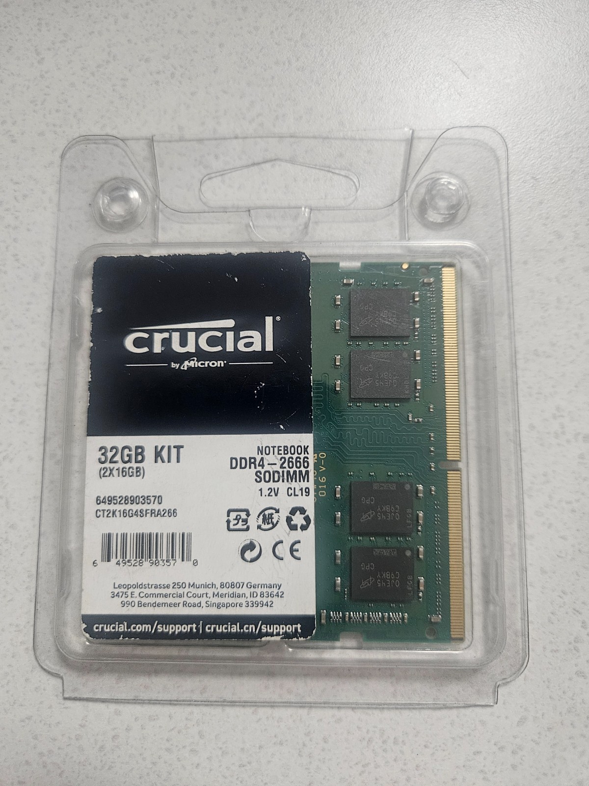 Crucial PC4-21300 (DDR4-2666) 32GB (2x16GB) Memory RAM CT2K16G4SFRA266.C8FE
