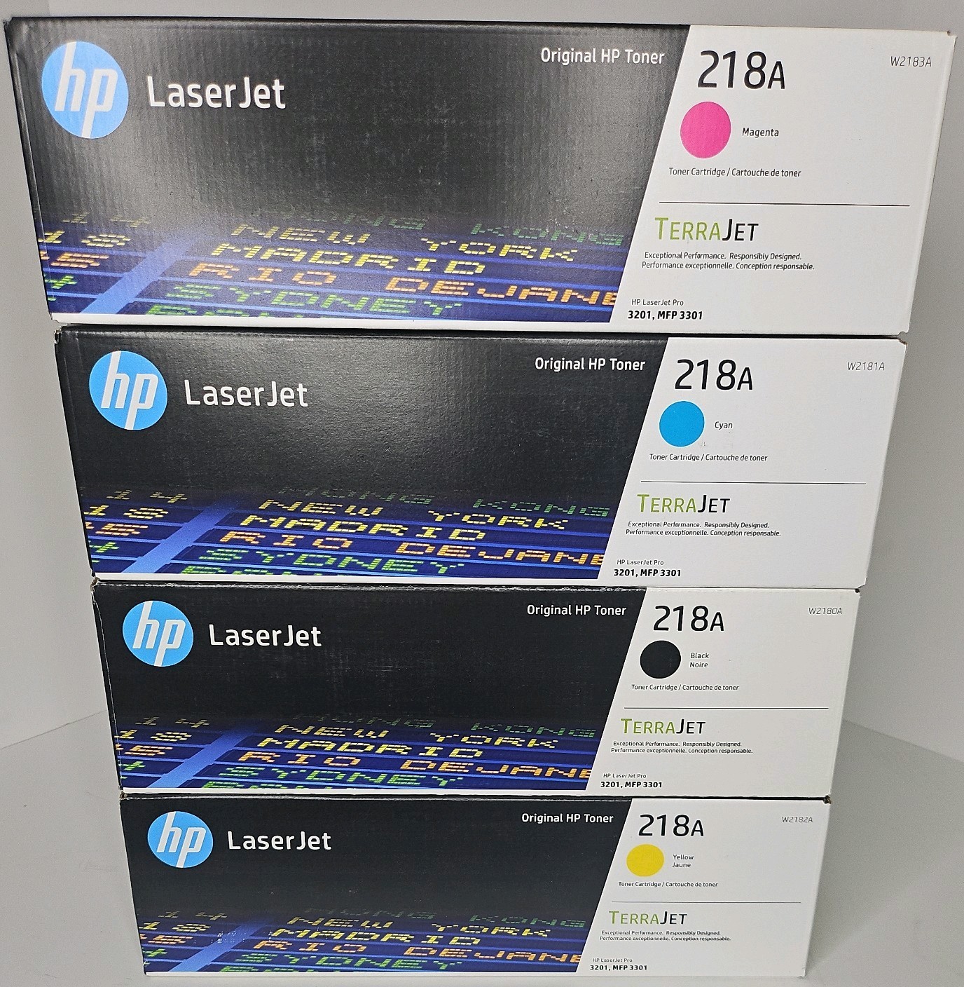 New HP 218A W2180A Multi-Color Toner Cartridge Set 2x Black Yellow Cyan Magenta