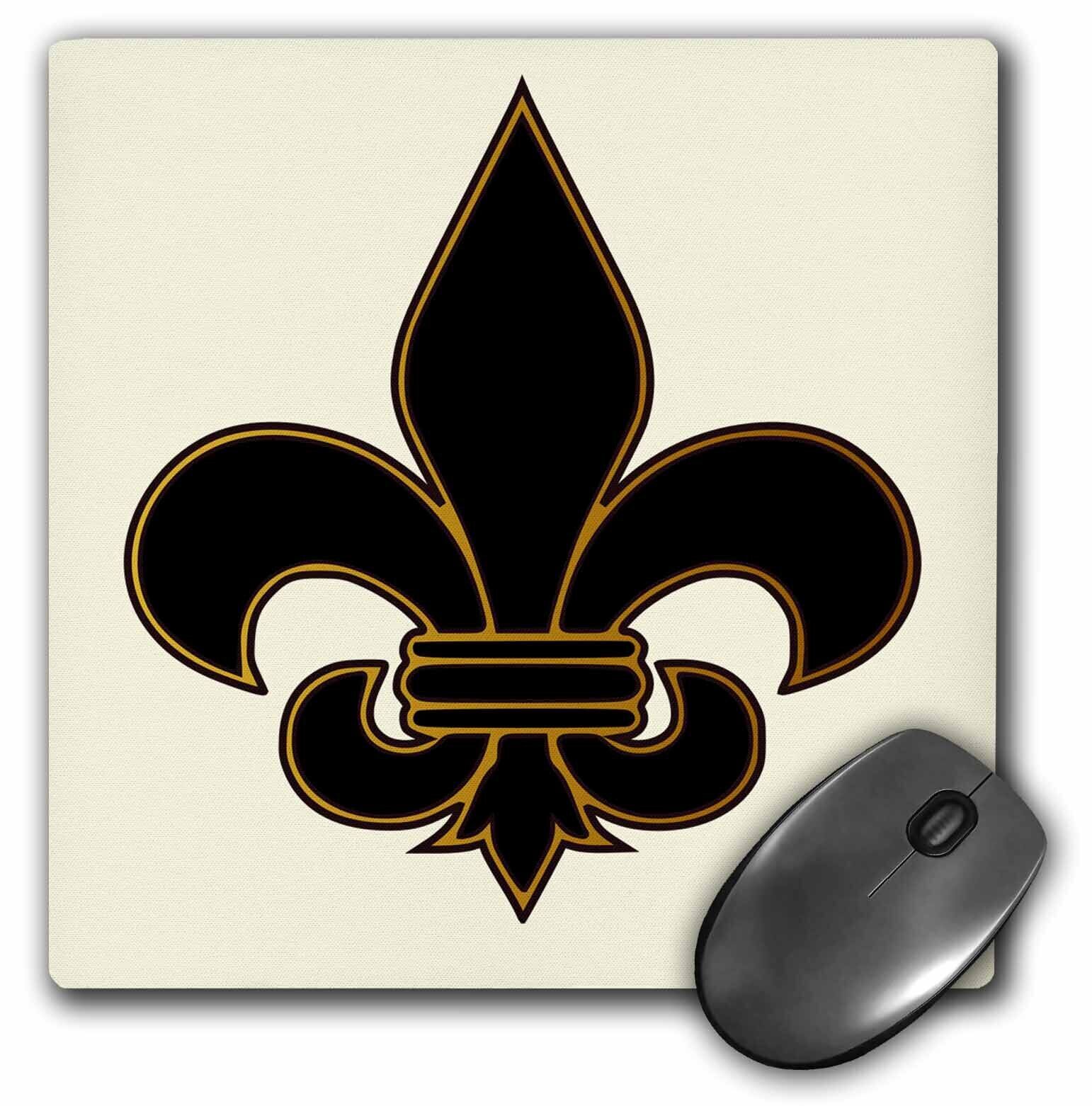 3dRose Large Black and Gold Fleur de lis Christian Saints Symbol MousePad