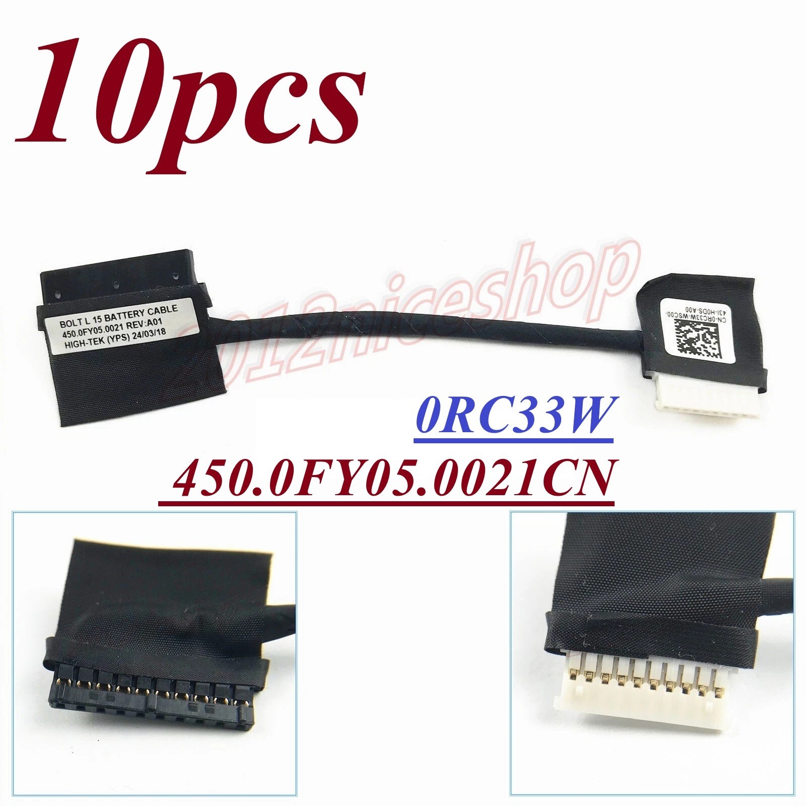 10x OEM 0RC33W Battery Connector Cable Wire For Dell BOLT L15 Latitude 3400 3500