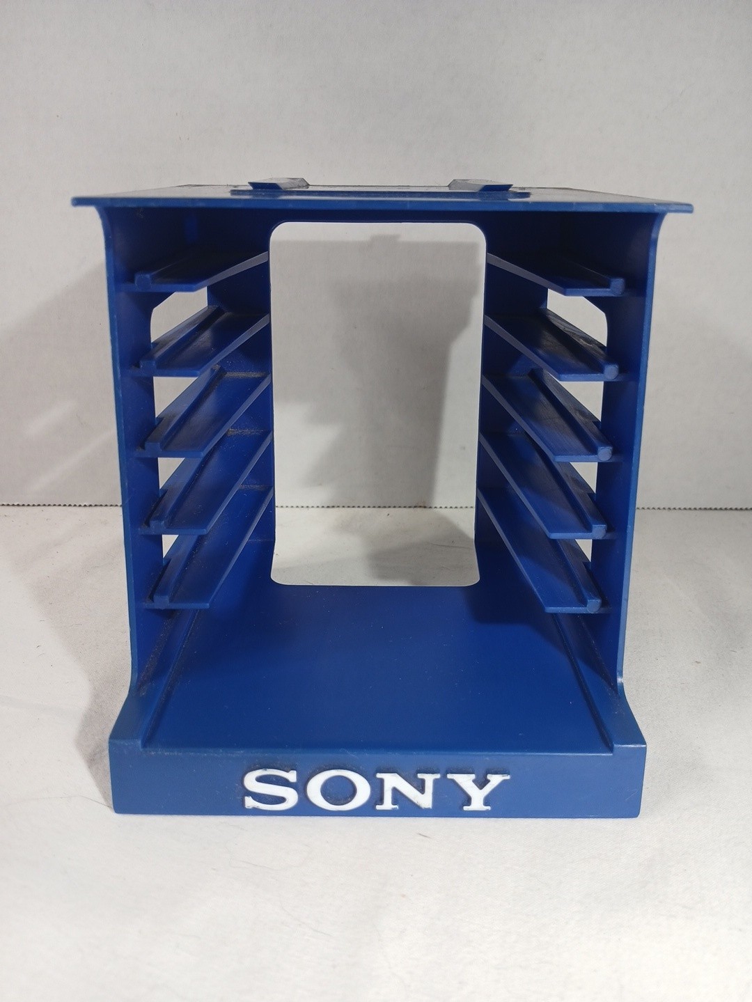 Vintage Sony ZipDisk Storage Case Holder Organizer Plastic Blue 6 Slot Desktop