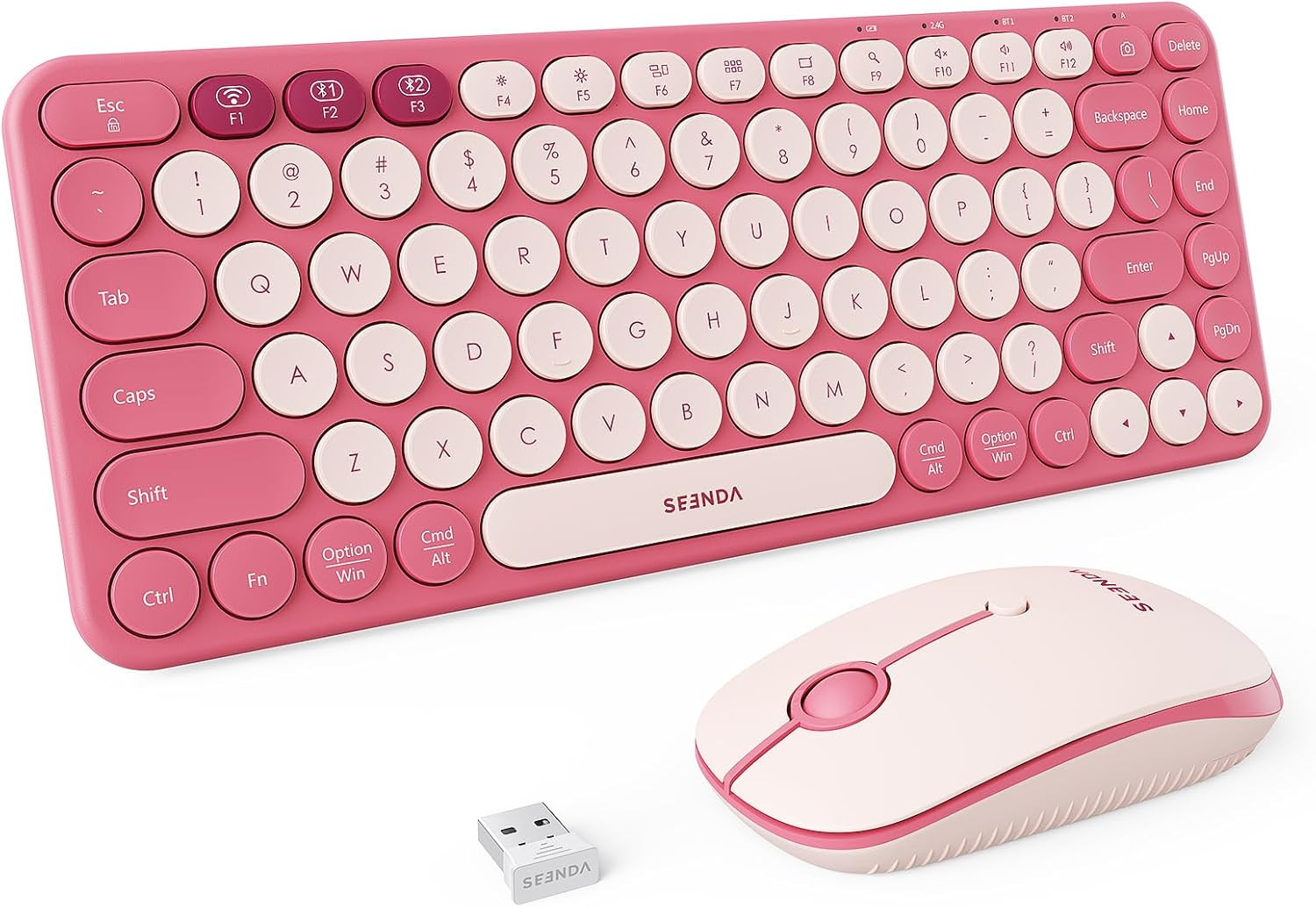 seenda Bluetooth Wireless Keyboard and Mouse Combo, COE203 Quiet Round Keycaps,