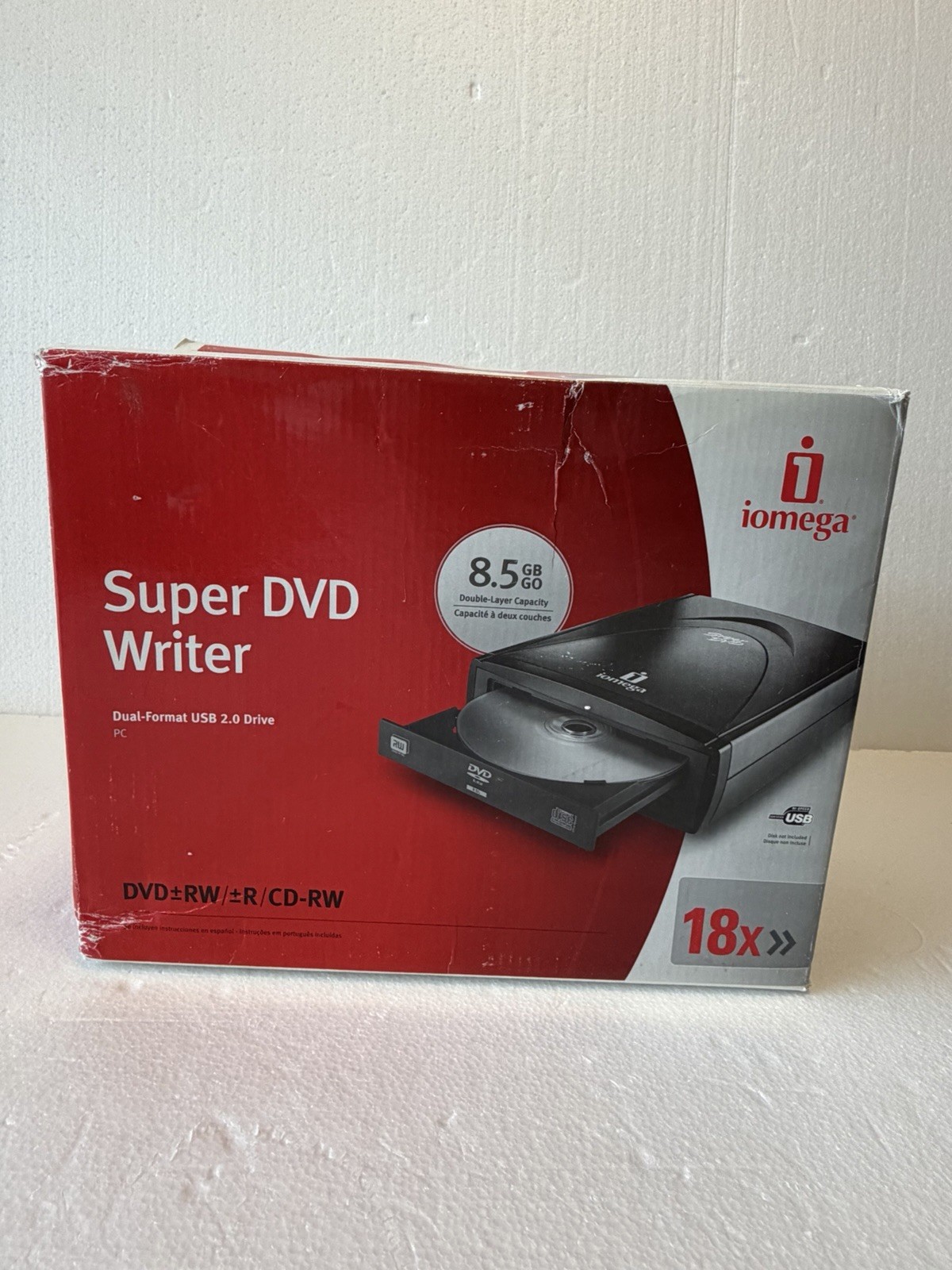 Iomega Super DVD Writer Dual-Format USB 2.0 Drive 18x Open Box Unused