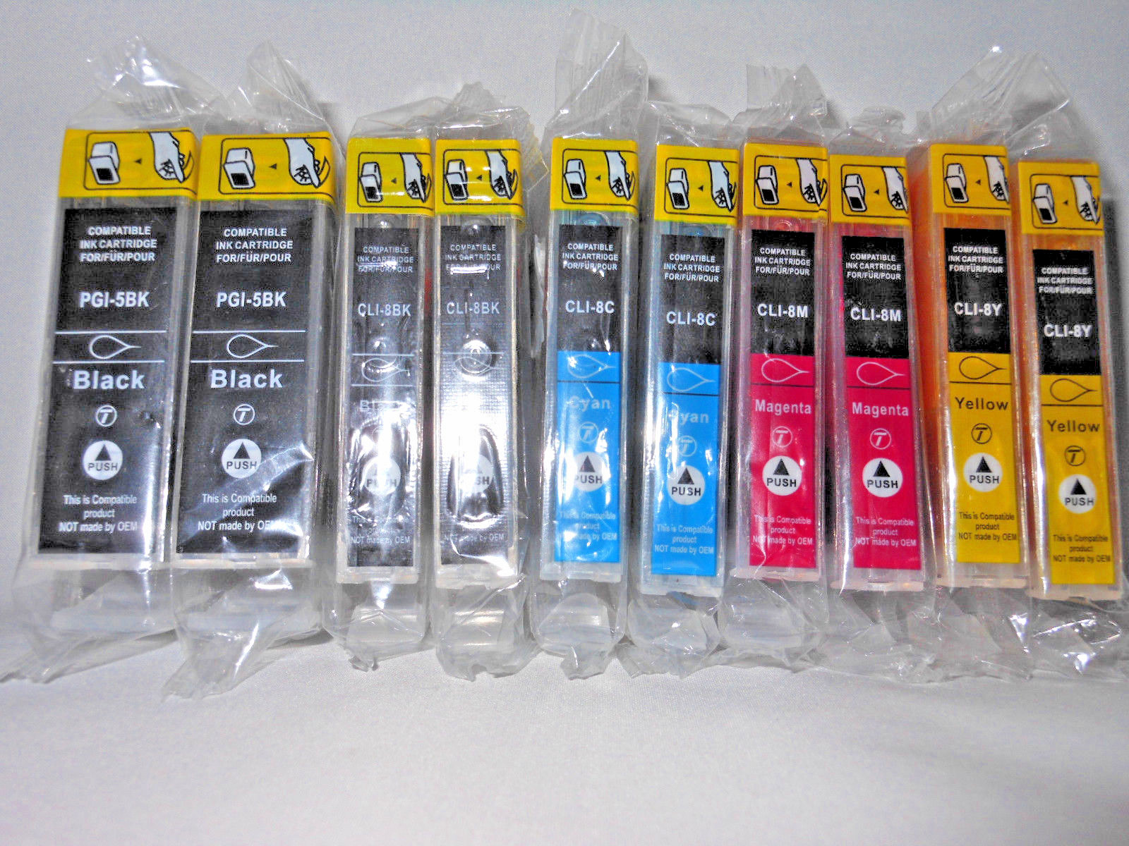 PGI5 BLK CLI8 BLK C M Y Ink Cartridge for Canon Pixma iP5300 iP5200 iP4500 10pK