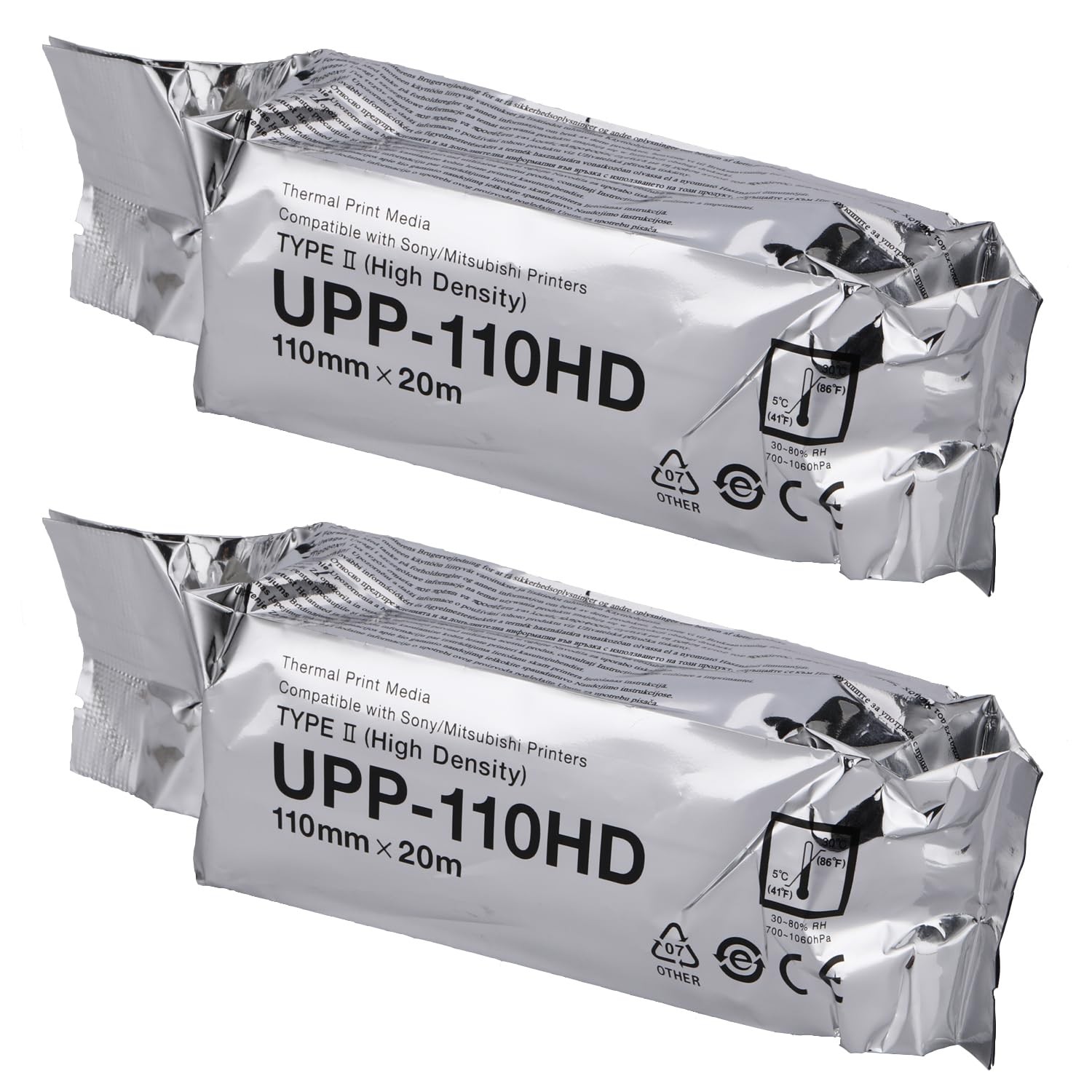 2 PCS UPP110HD Ultrasound Paper High Density Thermal Print Film 110mm x 20m