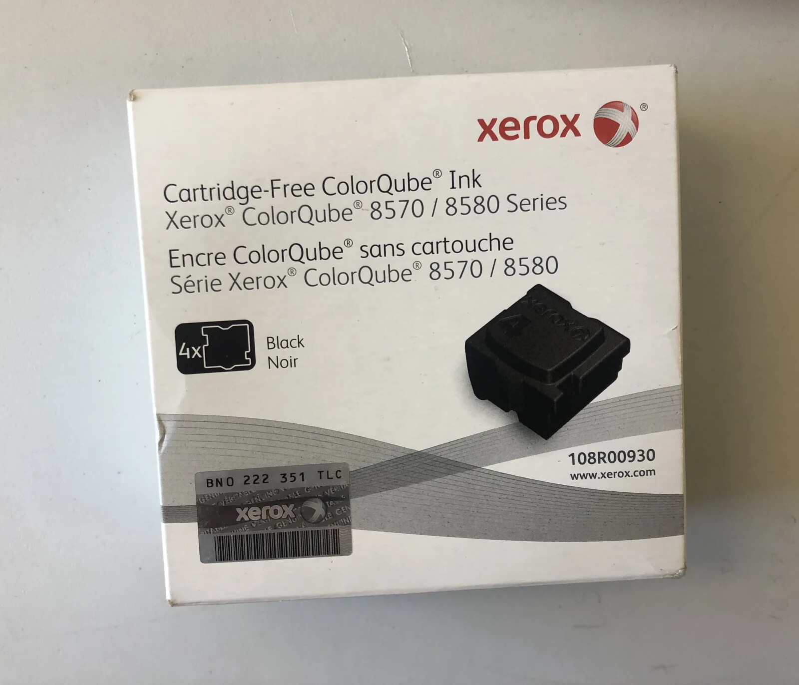 Genuine Xerox 108R00930 4x Black Solid ColorQube Ink 8570/8580 New Open Box
