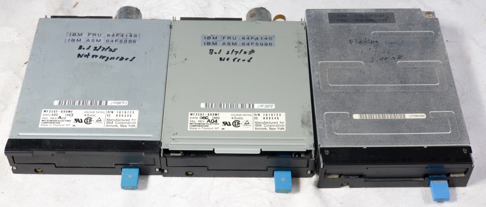 Lot of 3 IBM PS/2 Floppy drives 2.88MB 1.44MB parts or repair