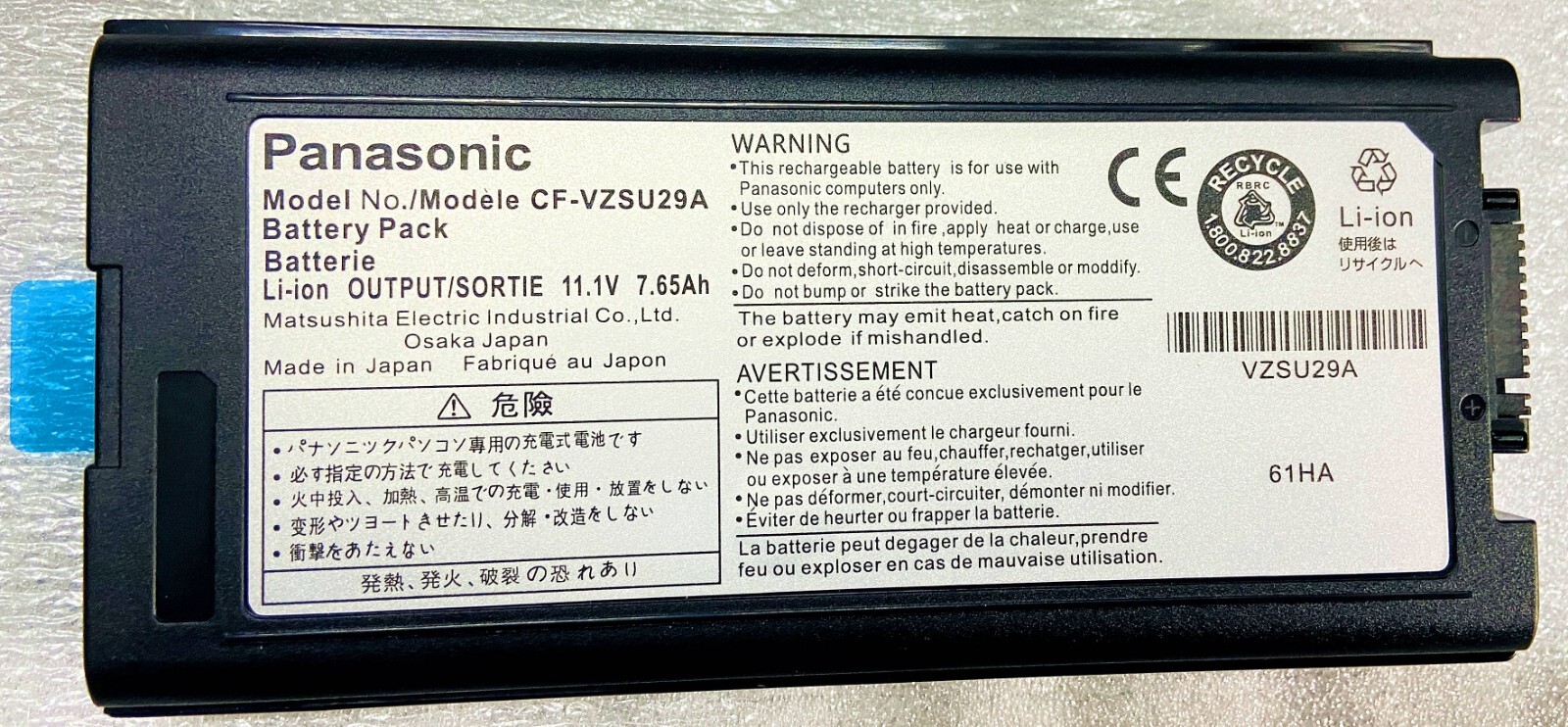 Genuine CF-VZSU29U CF-VZSU29A Battery Panasonic Toughbook  CF-29 CF-30 CF-51/US