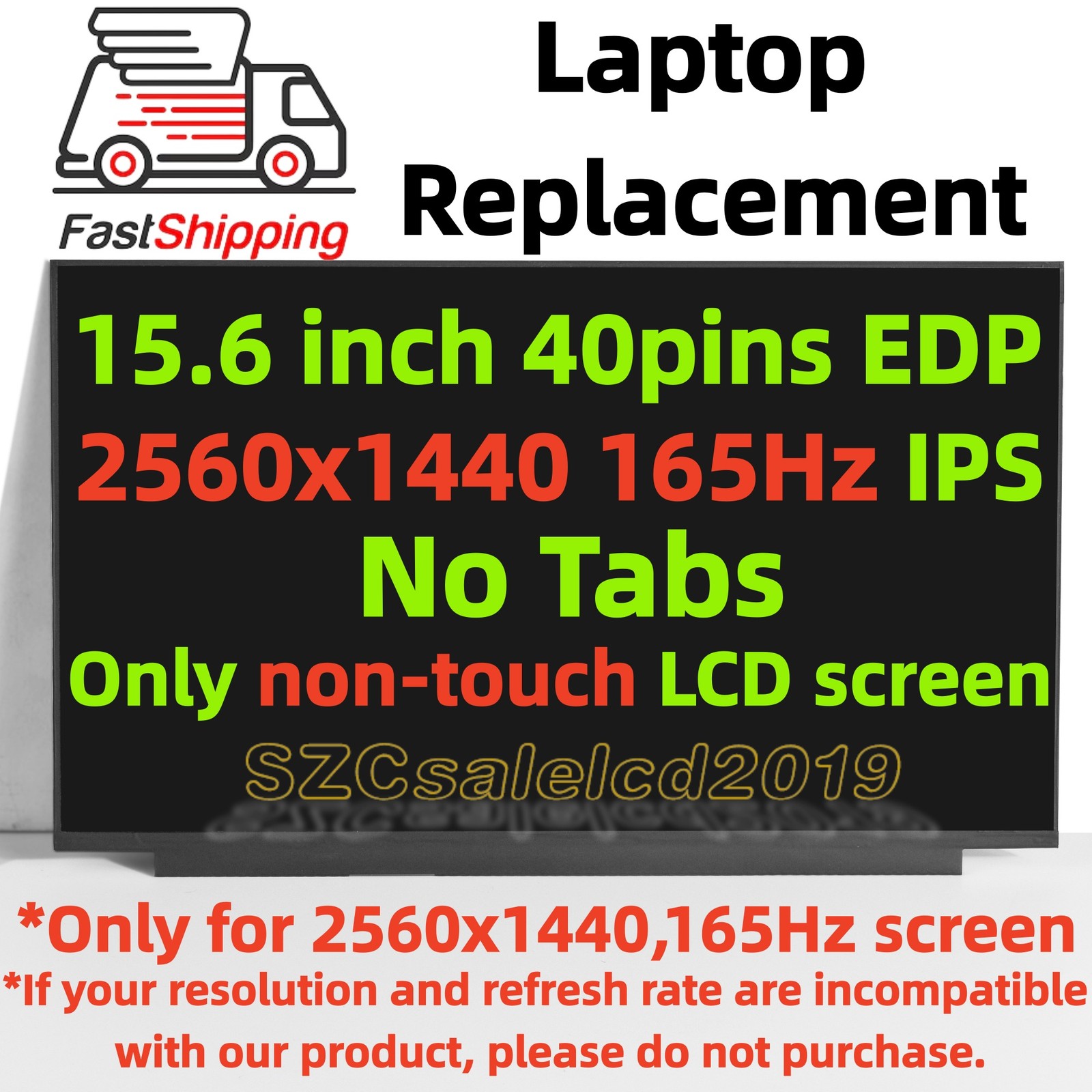 N156KME-GNA Rev.C1 C2 15.6" WQXGA QHD 165Hz 40pin LED LCD Screen New (Exact P/N)