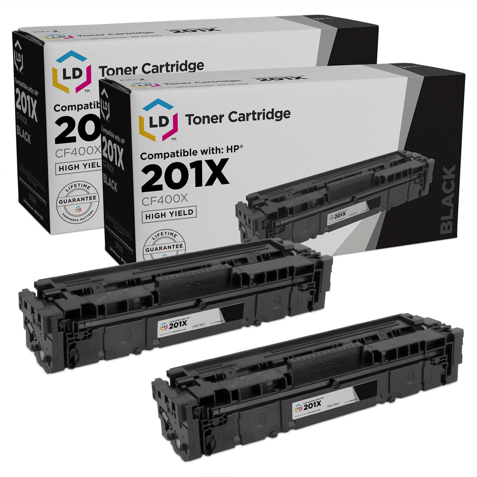 Compatible Replacements for HP CF400X/201X 2PK HY Black Laser Toner Cartridges