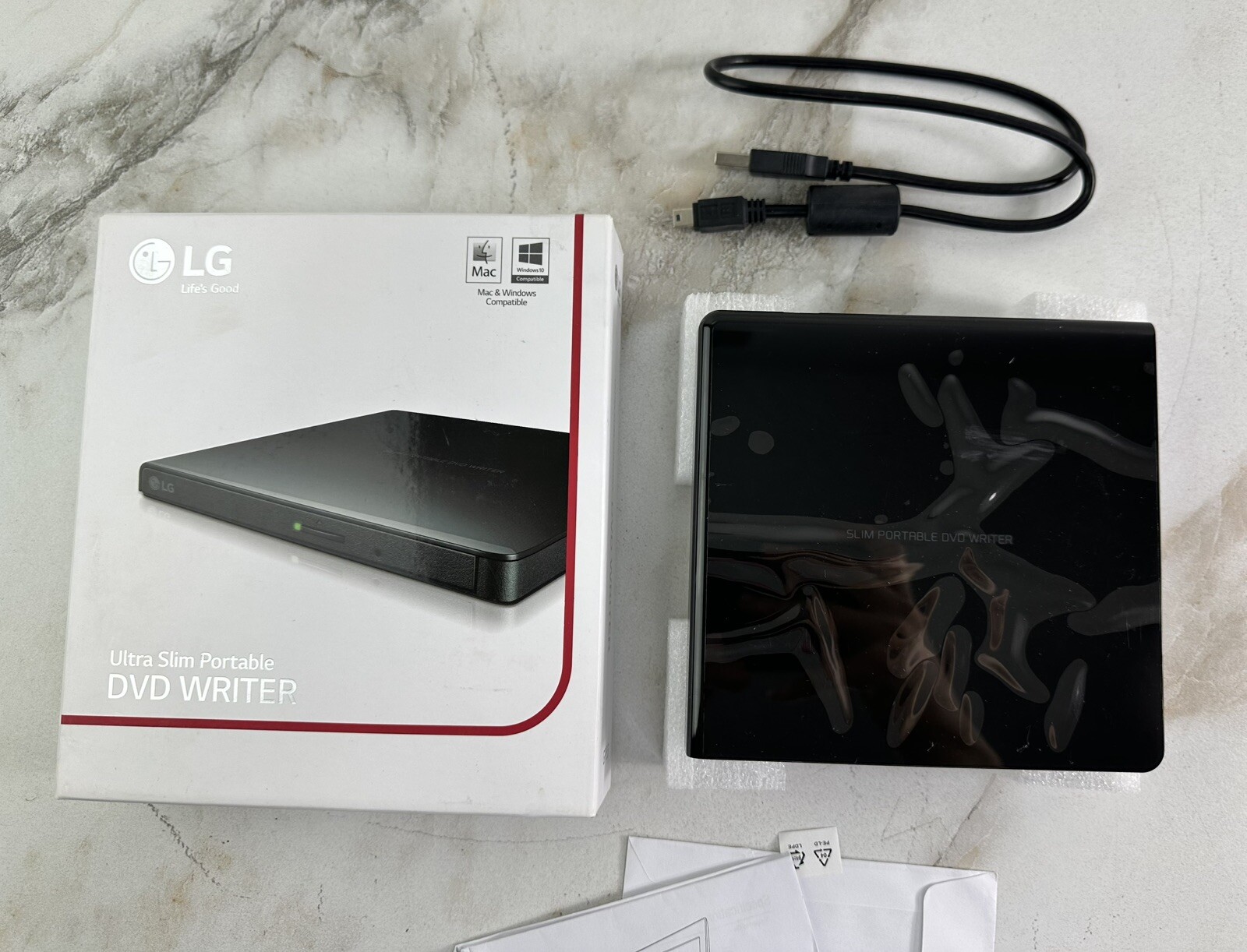 LG GP55EX70 Ultra Slim Portable DVD Writer w/ Disk & Cable Black