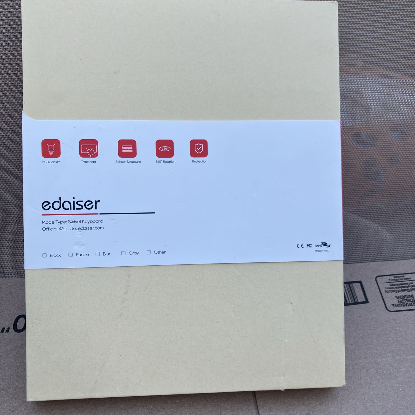 Edaiser Swivel Keyboard with Trackpad for iPad Air RGB Backlit Gray@2