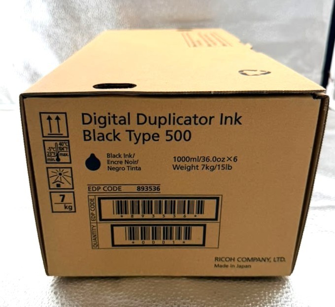 Genuine Ricoh Black Ink Cartridge TYPE 500 (893536) - Box of 6