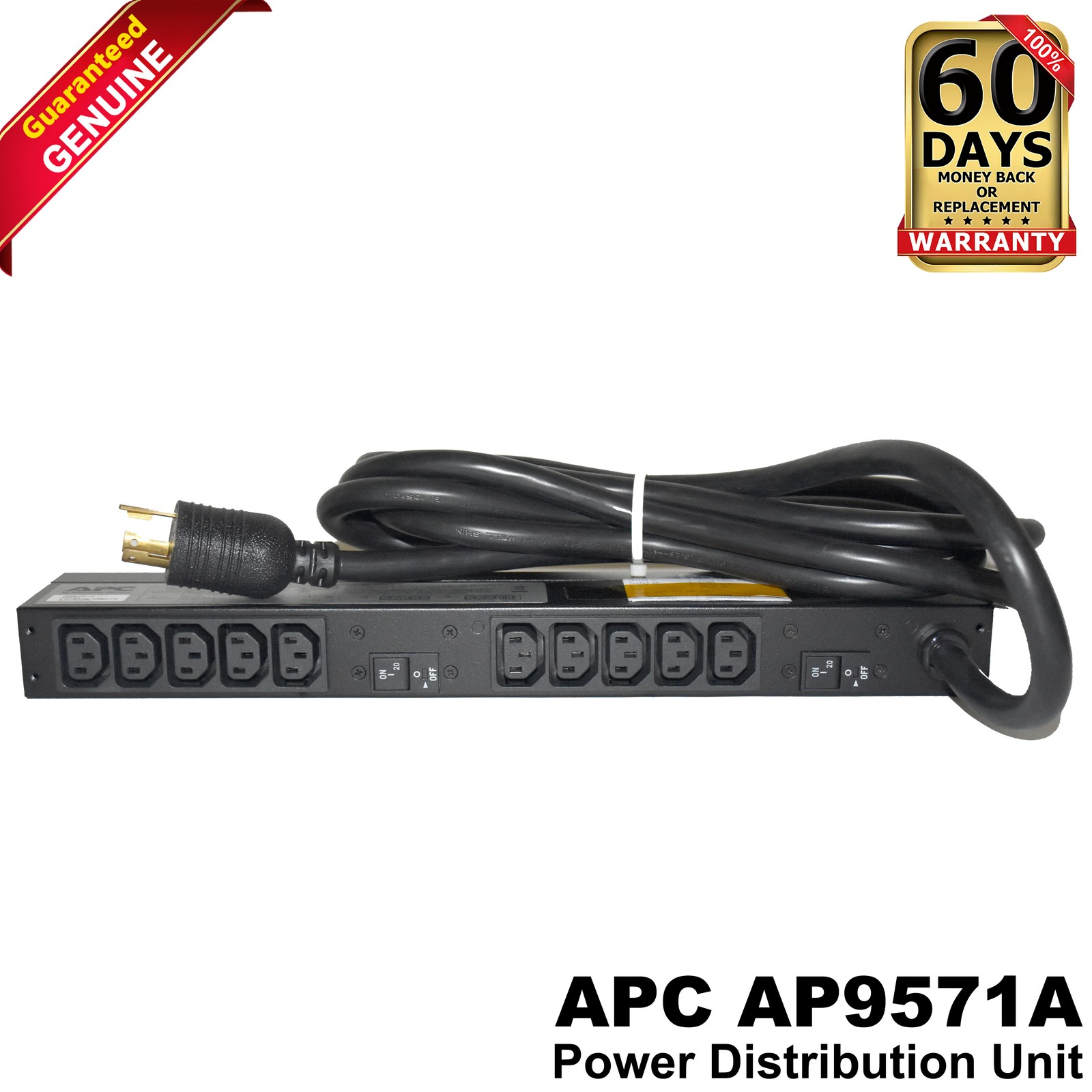 APC NetShelter AP9571A Basic Rack PDU 30A 208V 1U 10x C13 Outlets Power Strip
