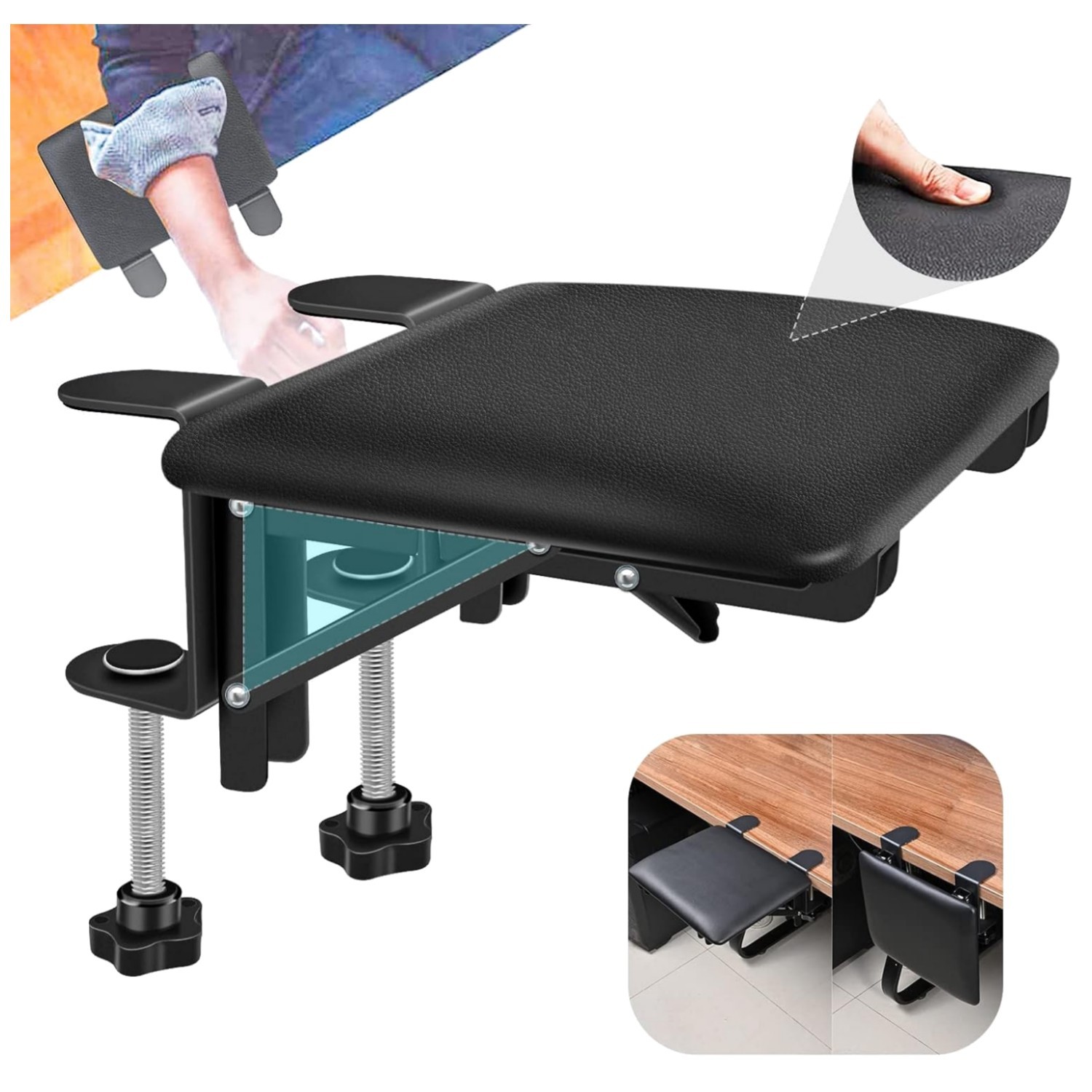 Ergonomic Desk Arm Rest with Rotating Mouse Pad Holder - Boost Productivity