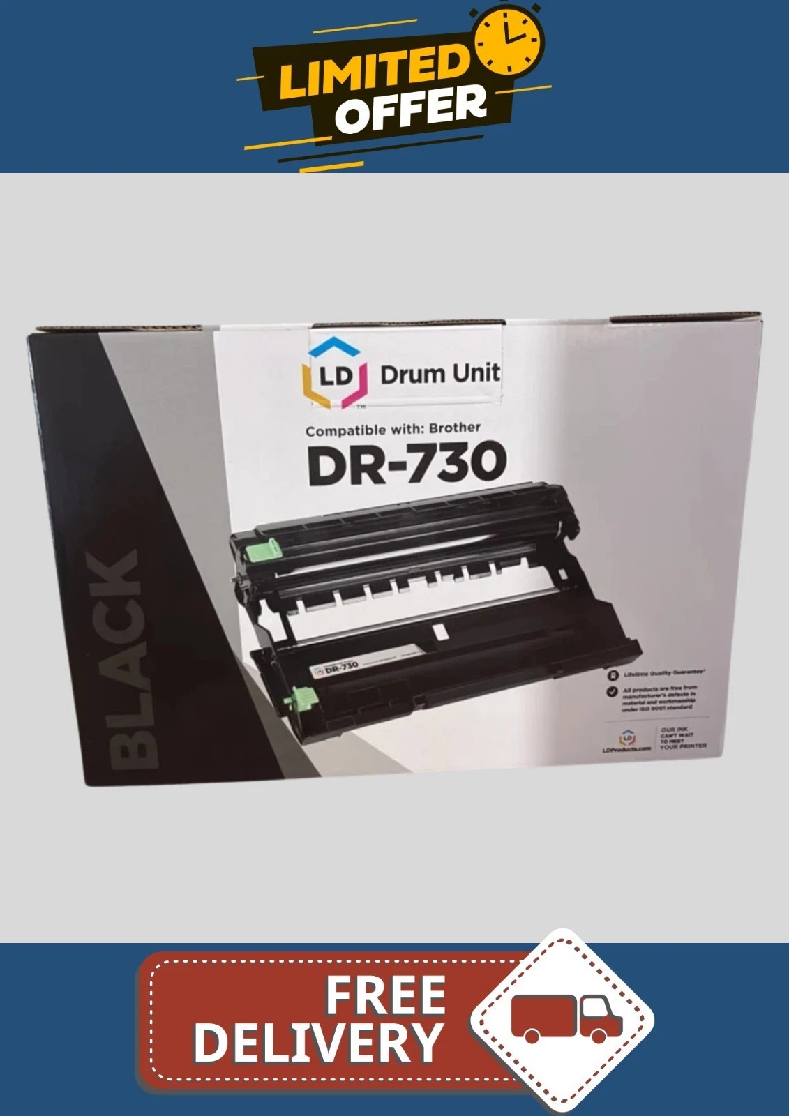 LD Products Compatible Brother DR730 Drum Unit 12000 Page Yield Black New