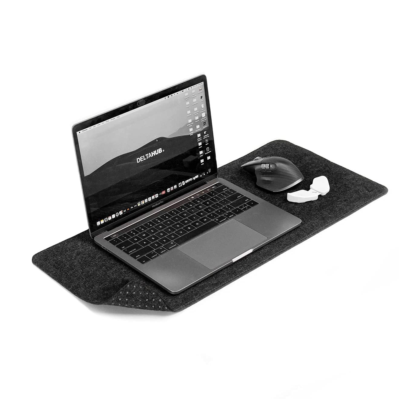 DELTAHUB - Minimalistic Felt Desk Protective Pad, 11" x 24.8", Dark Grey