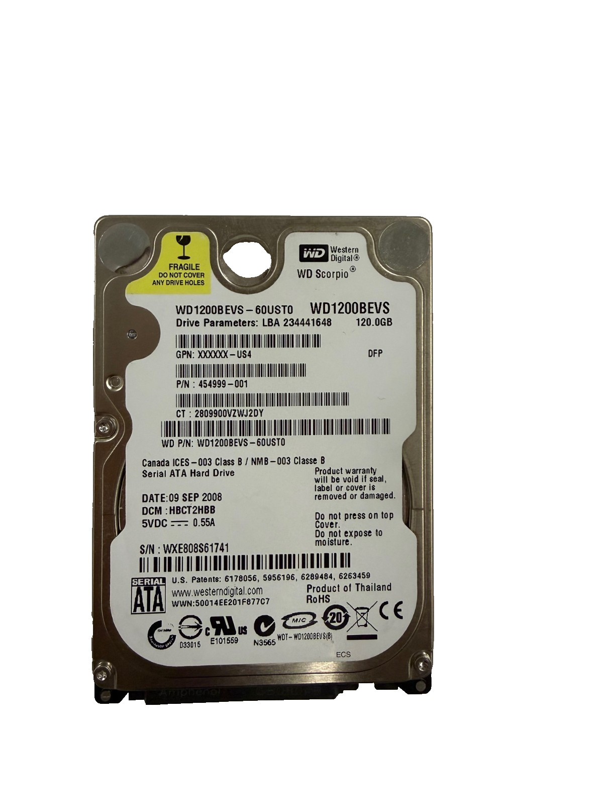WD1200BEVS-60UST0 - Western Digital 120GB 5400 RPM SATA 2.5" HDD