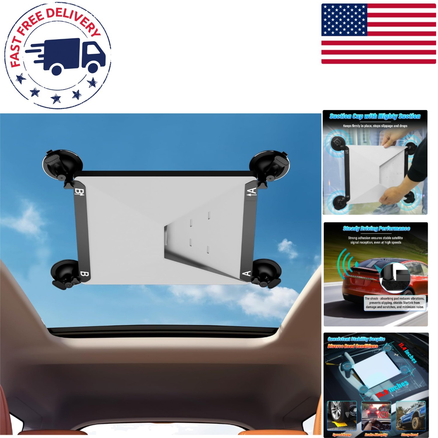 Weather-Resistant Starlink Mini Mount for Cars & Boats – Strong Suction Design