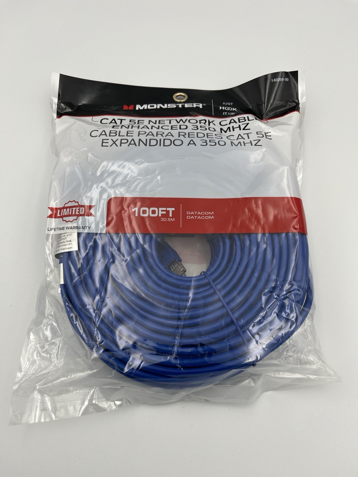 Monster Just Hook It Up Cat 5E Network Cable 100ft, 35 0Mhz Part# 140269-00