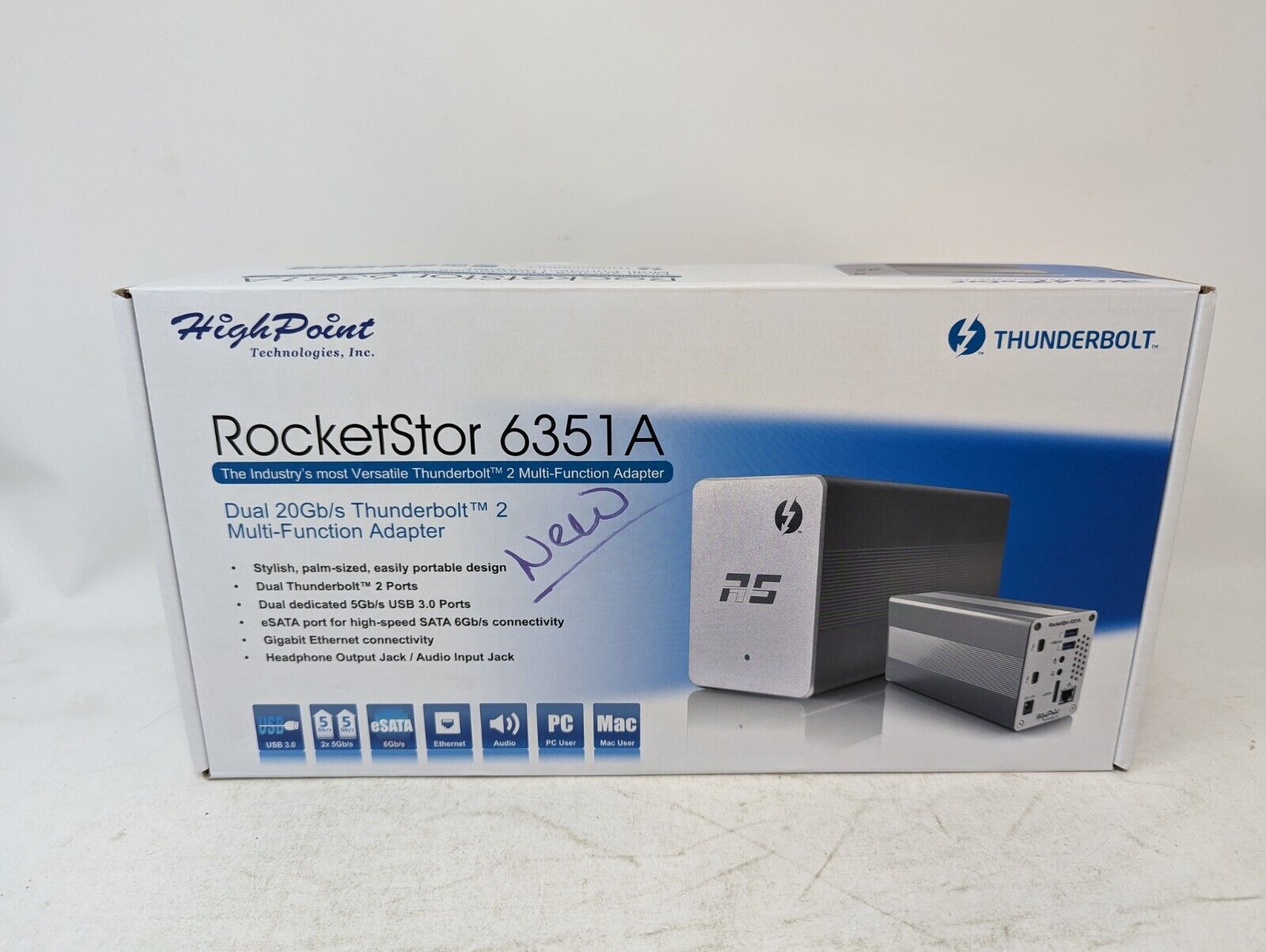 HighPoint RocketStor 6351A Dual 20 Gb/S to Thunderbolt 2 20Gb SATA Adapter