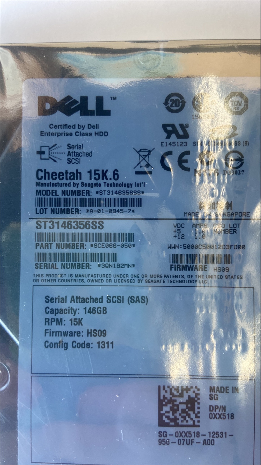Dell Cheetah 15K.6 146GB Hard Drive SAS ST3146356SS