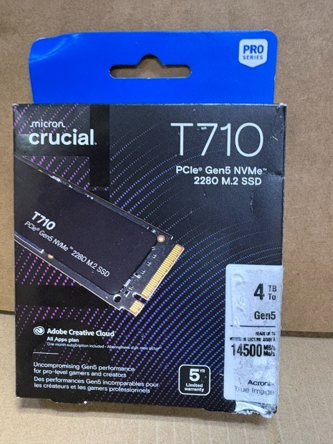 Crucial T710 PCIe Gen5 NVMe 4TB SSD, Up to 14,900 MB/s Solid State Drive - New