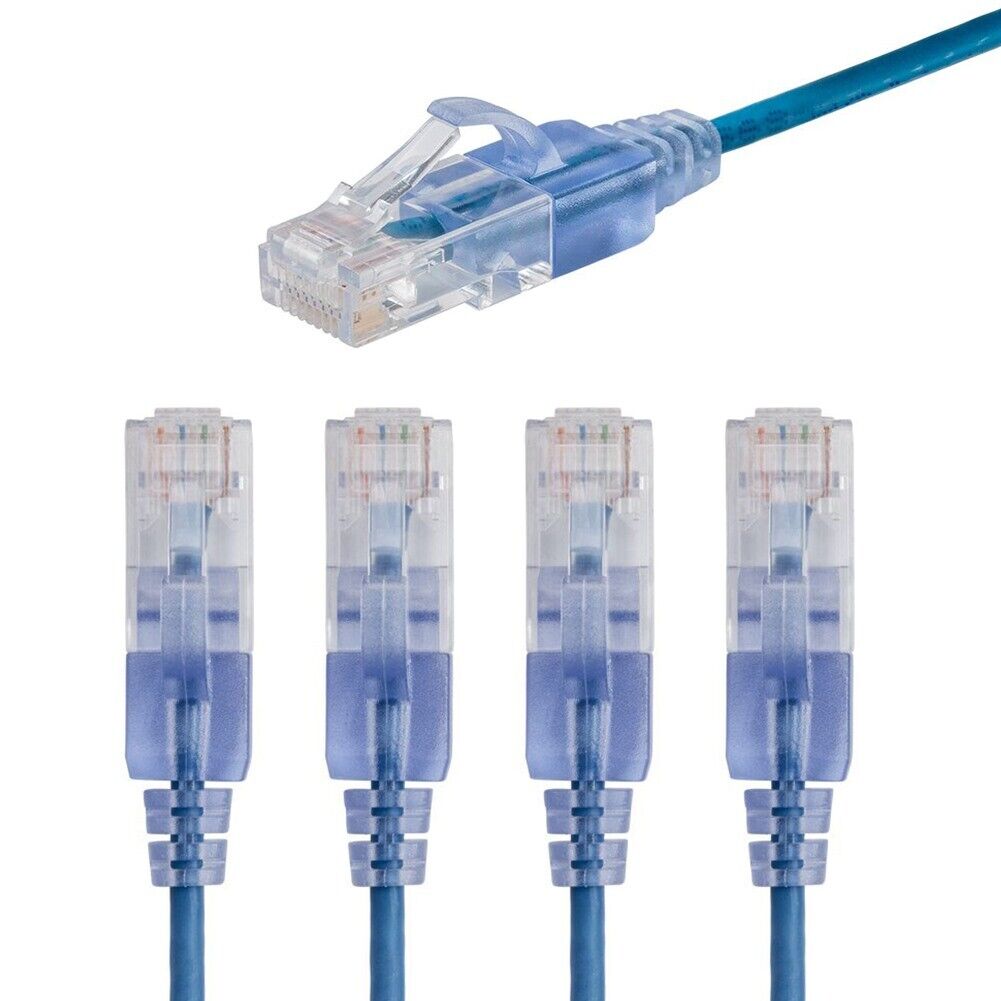 5x 50FT CAT6A RJ45 Ethernet LAN Network Patch Cable Copper 10G Slim 30AWG Blue
